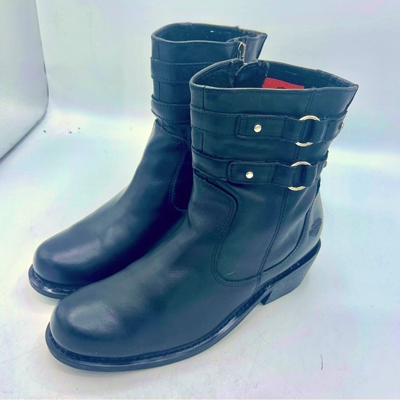 HARLEY DAVIDSON WOMENS “PIPER” STYLE DOUBLE HARNESS SOFT LEATHER BOOTS - Picture 7 of 16